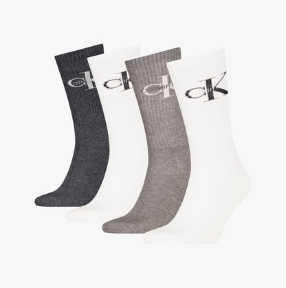 Calvin Klein 4 Pack Giftbox Monologue Mens Socks Grey Melange/White