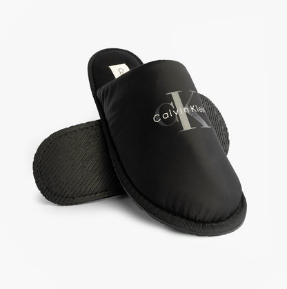Calvin Klein HOTEL SLIPPER MONOLOGUE Mens Slippers Triple Black