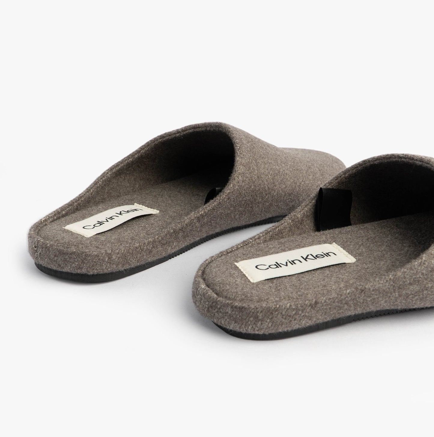 Calvin Klein Mens HOME Felt Signature Logo Mule Slippers Grey