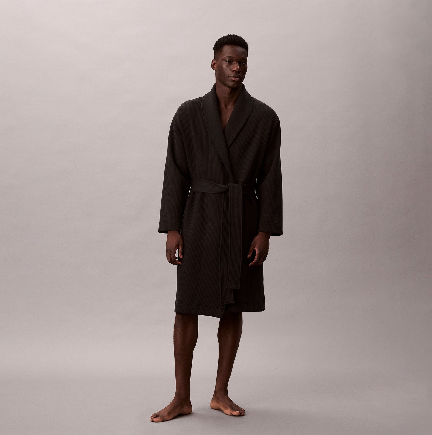 Calvin Klein QUILTED ROBE Mens Bathrobes Black