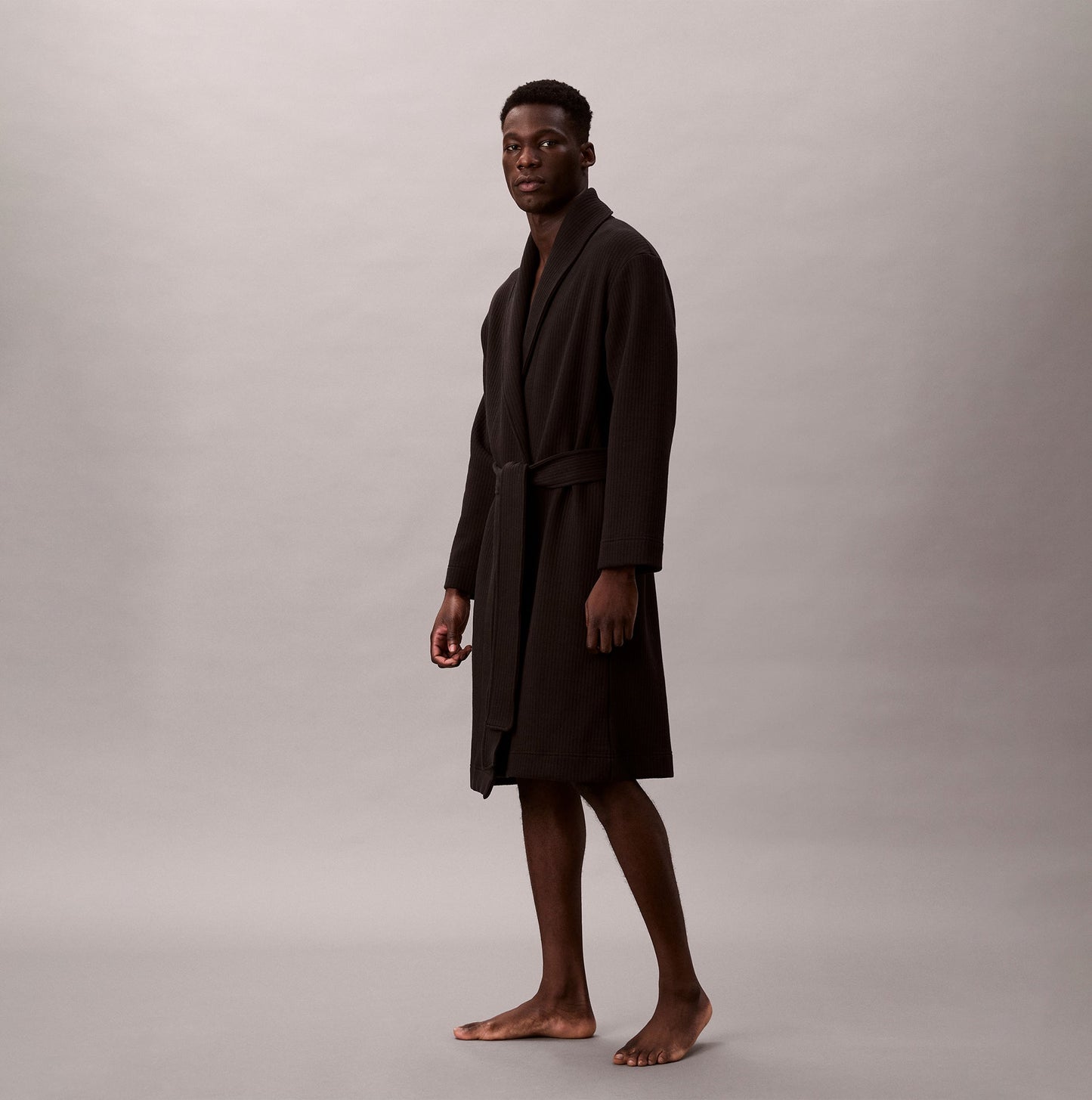 Calvin Klein QUILTED ROBE Mens Bathrobes Black