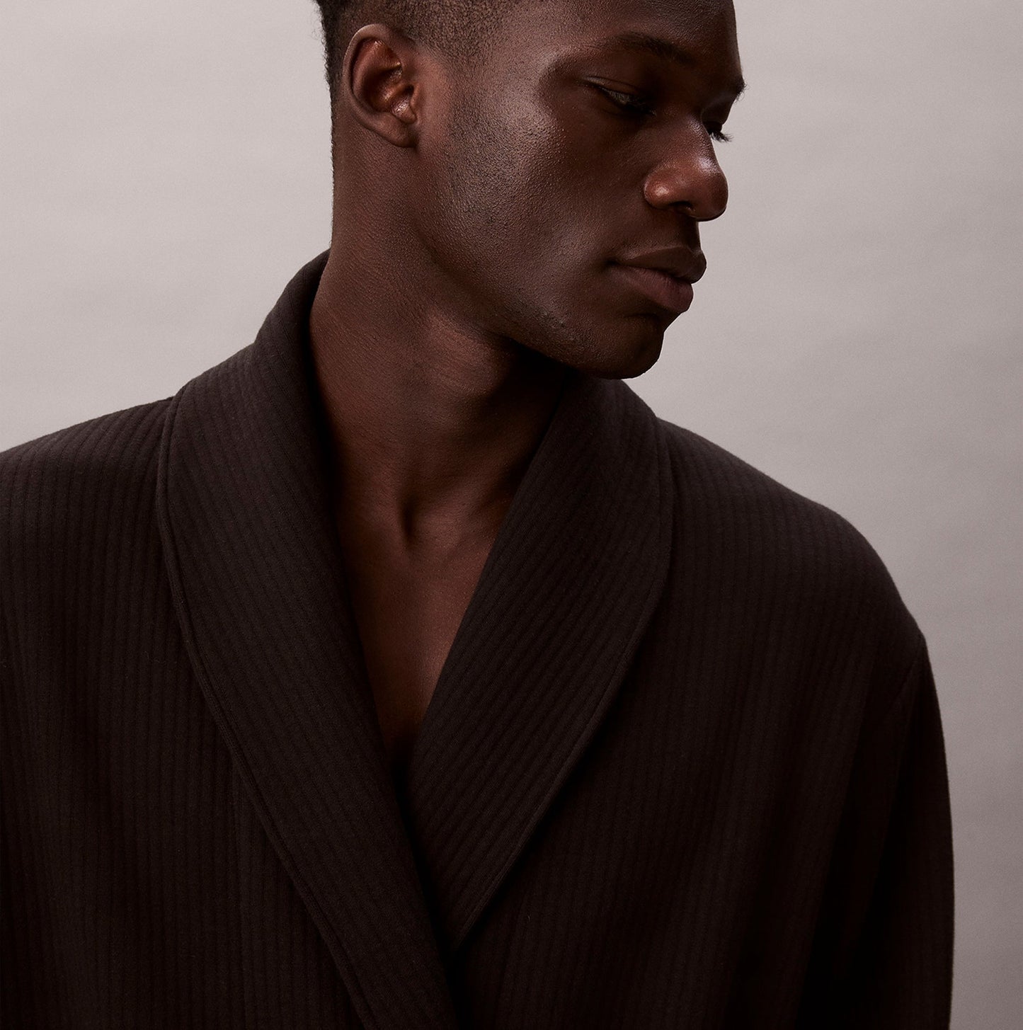 Calvin Klein QUILTED ROBE Mens Bathrobes Black