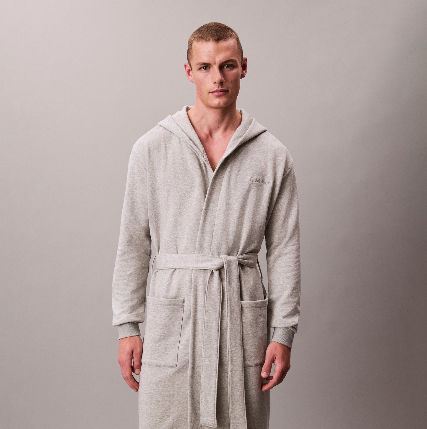 Calvin Klein HOODED ROBE Mens Bathrobes Grey Heather