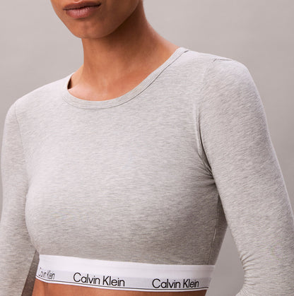 Calvin Klein Icon Cotton Modal Womens Long Sleeve T-shirt Bralette Grey