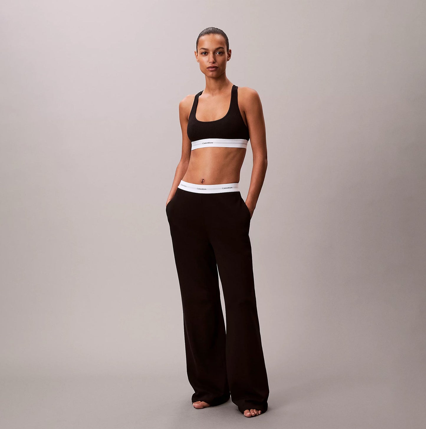 Calvin Klein LOGO JERSEY PANT Womens Black