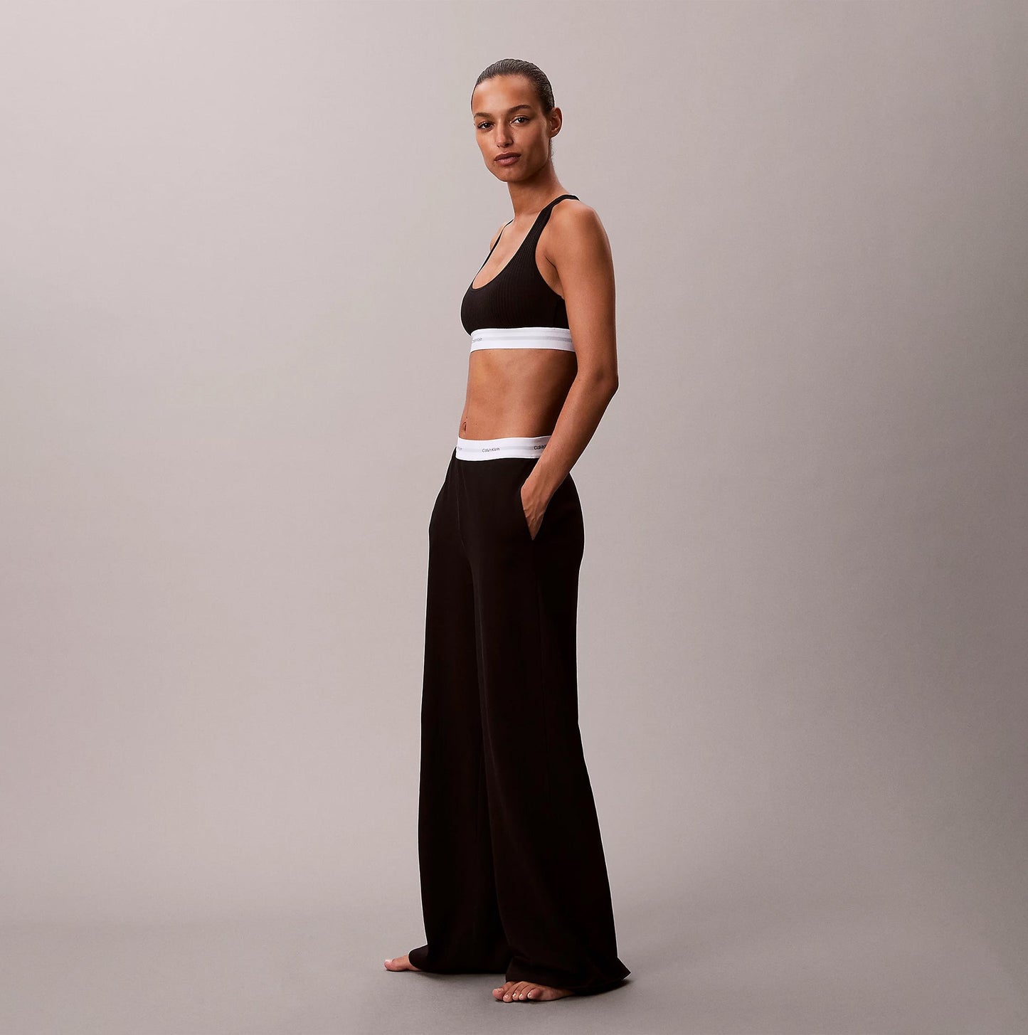 Calvin Klein LOGO JERSEY PANT Womens Black