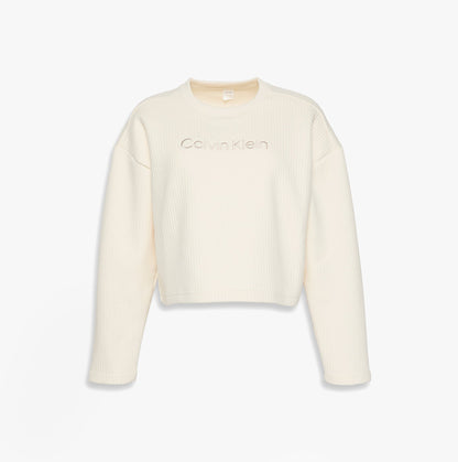 Calvin Klein LS QUILTED SWTSHIRT Womens Sweatshirts Ivory