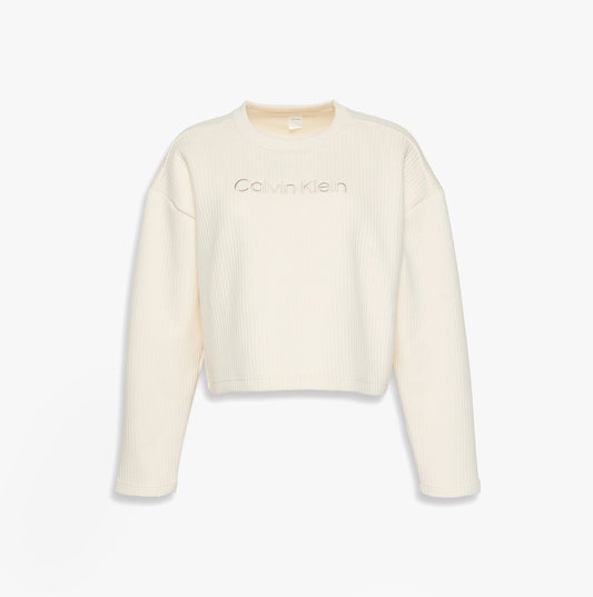 Calvin Klein LS QUILTED SWTSHIRT Womens Sweatshirts Ivory