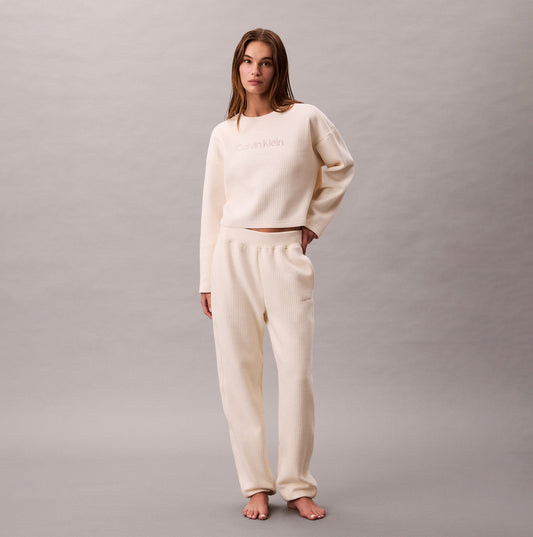 Calvin Klein LS QUILTED SWTSHIRT Womens Sweatshirts Ivory