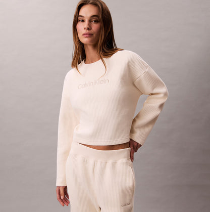 Calvin Klein LS QUILTED SWTSHIRT Womens Sweatshirts Ivory