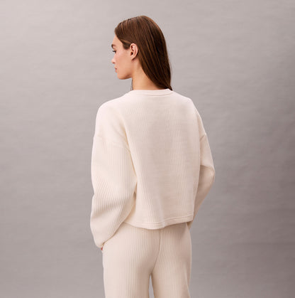 Calvin Klein LS QUILTED SWTSHIRT Womens Sweatshirts Ivory