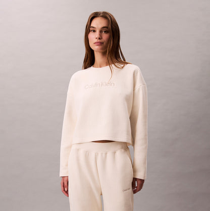 Calvin Klein LS QUILTED SWTSHIRT Womens Sweatshirts Ivory