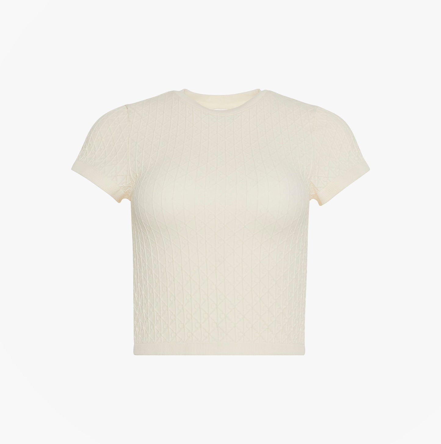 Calvin Klein SEAMLESS TEE Womens Printed CK Knit T-Shirt Ivory