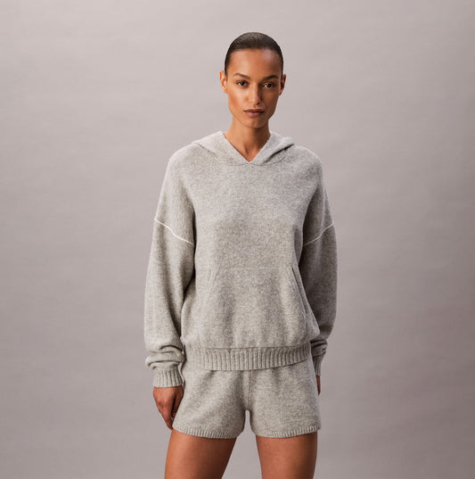 Calvin Klein PLUSH HOODIE. Womens Hoodies Grey Heather