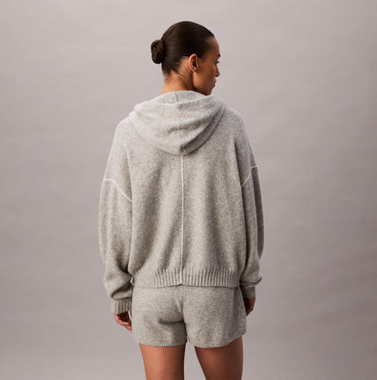 Calvin Klein PLUSH HOODIE. Womens Hoodies Grey Heather