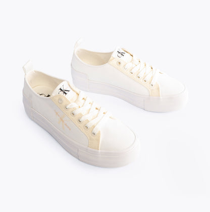 Calvin Klein BOLD VULCANISED Womens Trainers Creamy White/White/Whisper Pink