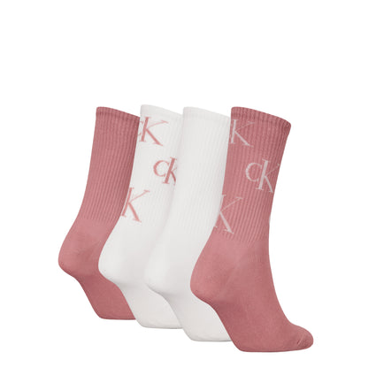 Calvin Klein 4 Pack Giftboxed Trainer Womens Crew Socks Pink Combo