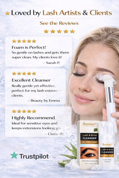 Ammuri Lash & Brow Cleanser Foam – Lash Extension Safe Makeup Remover 50ml