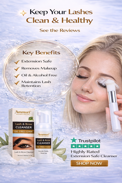 Ammuri Lash & Brow Cleanser Foam – Lash Extension Safe Makeup Remover 50ml