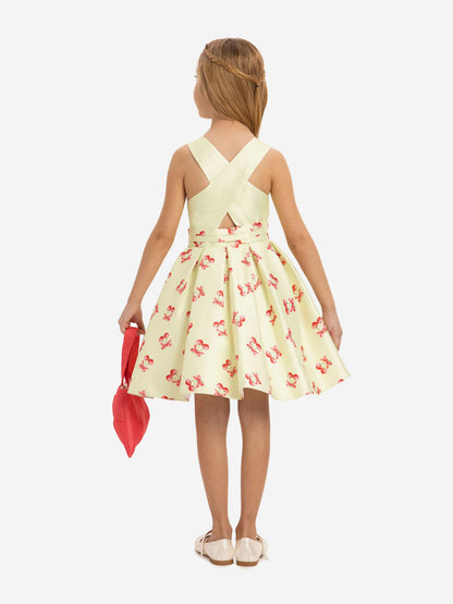 DRESS & Fleur Girls Cherry Dress with Matching Bag in Green