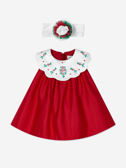 DRESS & Fleur Baby Girls Occasion Dress with Headband in Red