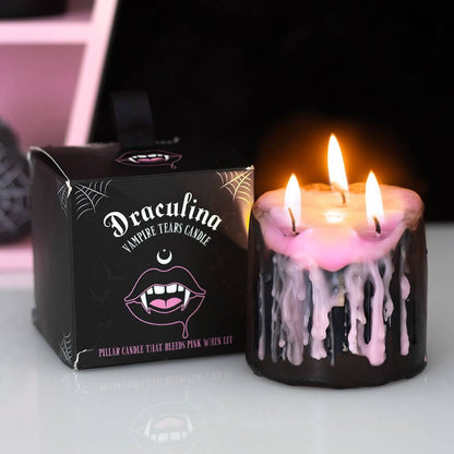 Gothic Gifts Small Pink Vampire Tears Pillar Candle