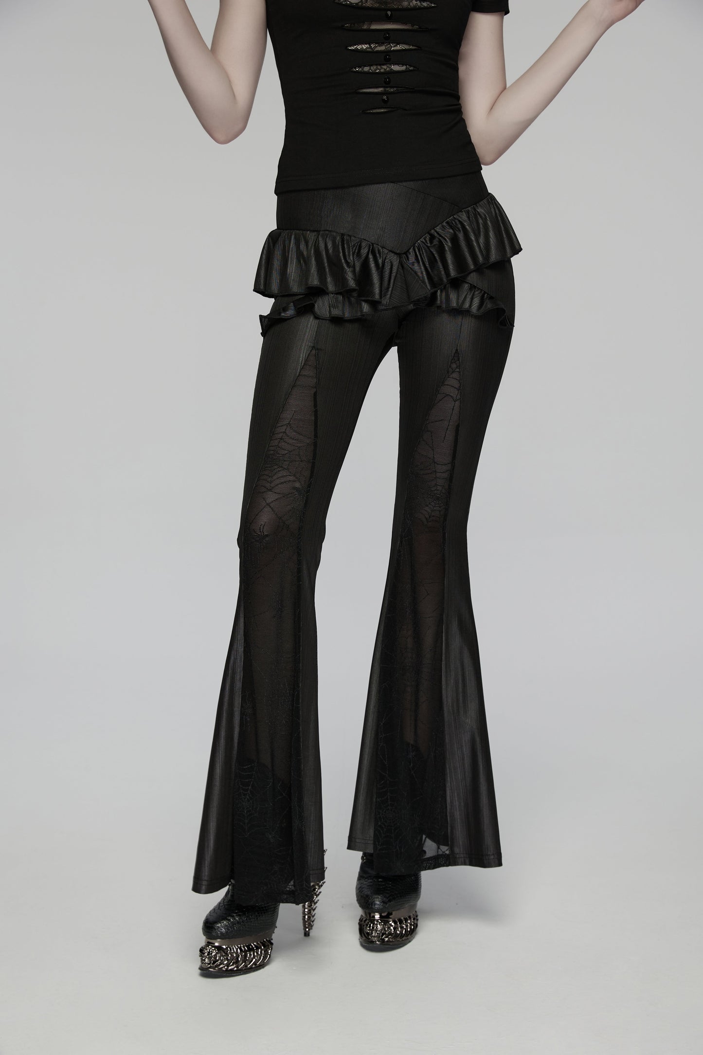 Punk Rave  Bellatrix Goth Leggings Flares - Alt Flared Trousers