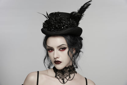 Goth Feather Formal Hat Gothic Retro Style Punk Rave