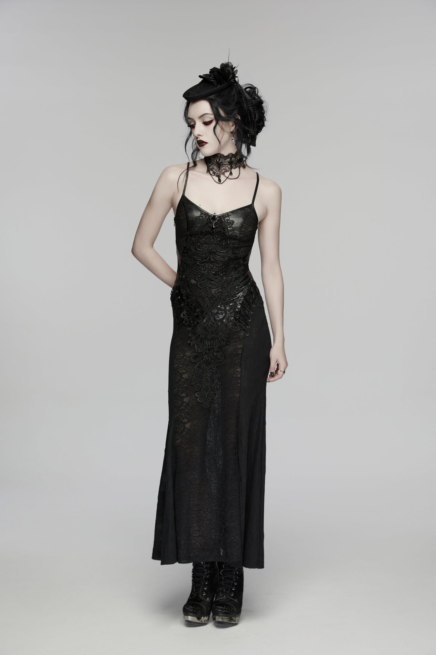 Punk Rave  Goth Rose Ribbon Formal Hat