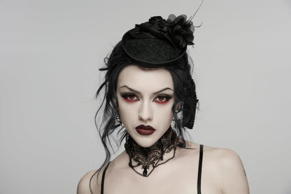 Punk Rave  Goth Rose Ribbon Formal Hat