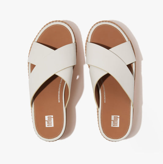 FitFlop ELOISE LEATHER Womens Cross Slides Urban White