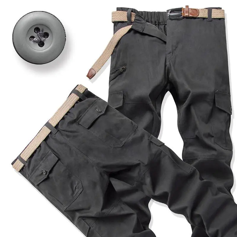 Male Cotton Camouflage Pants Men's Tactical Overalls Hiking Premium Elasticated Waist Multi Pocket Large Size Cargo Trousers