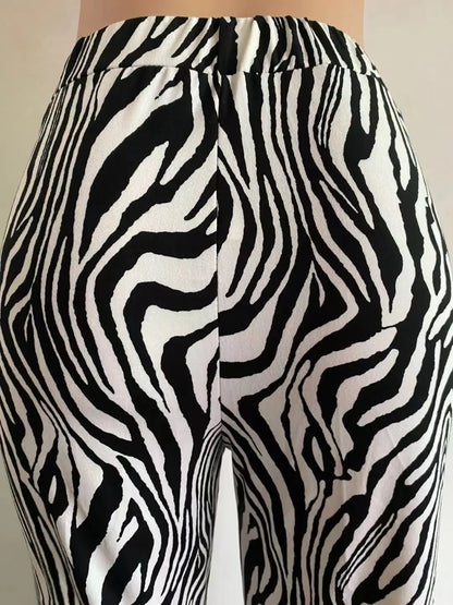 2024 Summer Zebra Print Wide Leg Pants Y2K Trousers Sexy High Waist Women New Fashion Casual Female Stripe Streetwear 16395