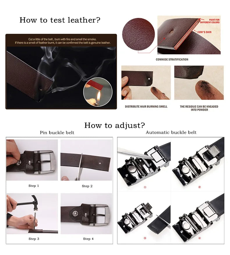 BISON DENIM Men Automatic Male Belts Cummerbunds Cowskin Leather Belt Men Black Belts Genuine Leather Belts Luxury Brand