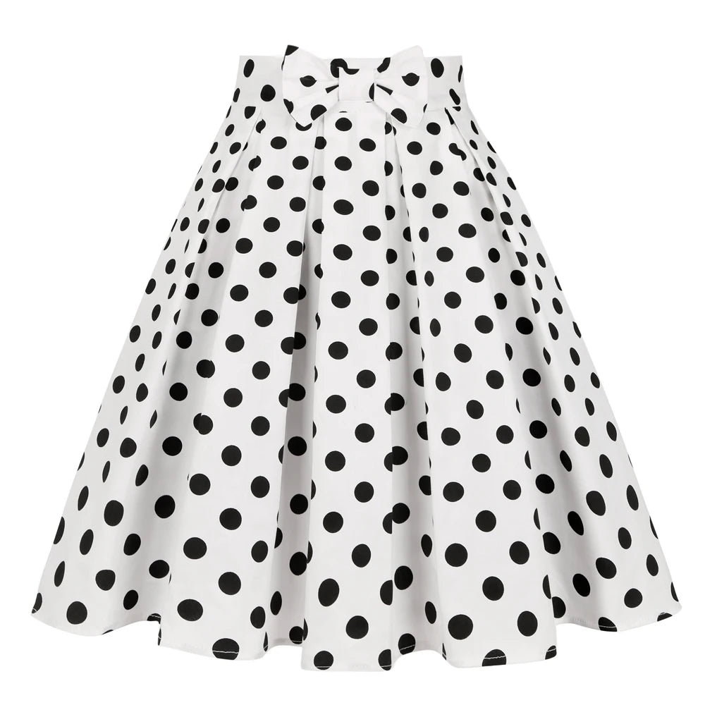 SISHION 2025 New Printed Polka Dots Y2K White Skirts SS0012 Harajuku Jupe Femme Vintage Cotton Women Summer Skater Pleated Skirt