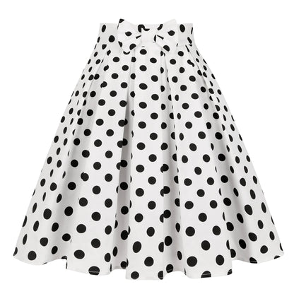 SISHION 2025 New Printed Polka Dots Y2K White Skirts SS0012 Harajuku Jupe Femme Vintage Cotton Women Summer Skater Pleated Skirt