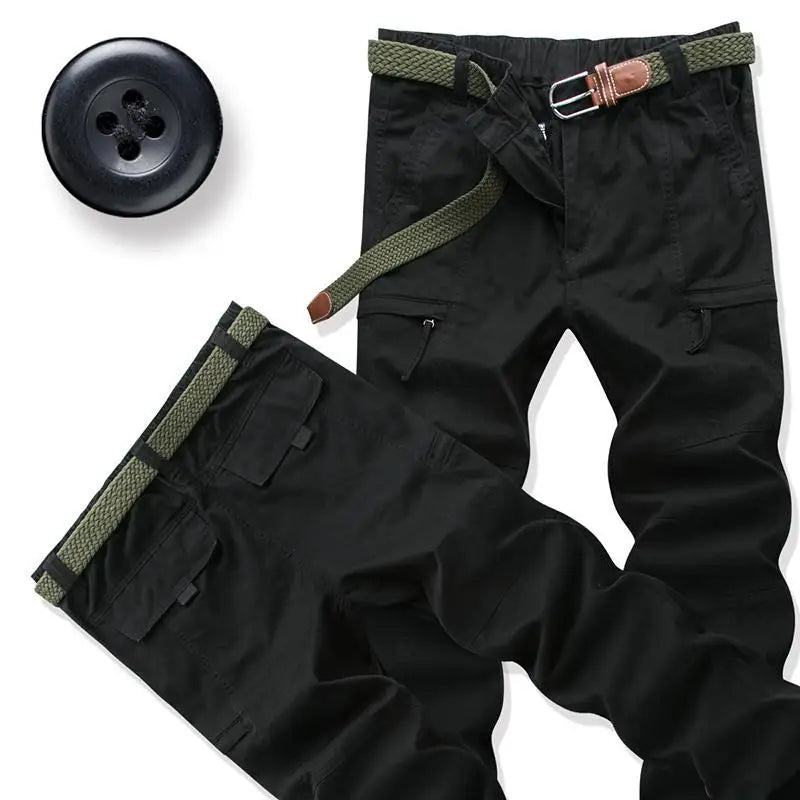 Male Cotton Camouflage Pants Men's Tactical Overalls Hiking Premium Elasticated Waist Multi Pocket Large Size Cargo Trousers