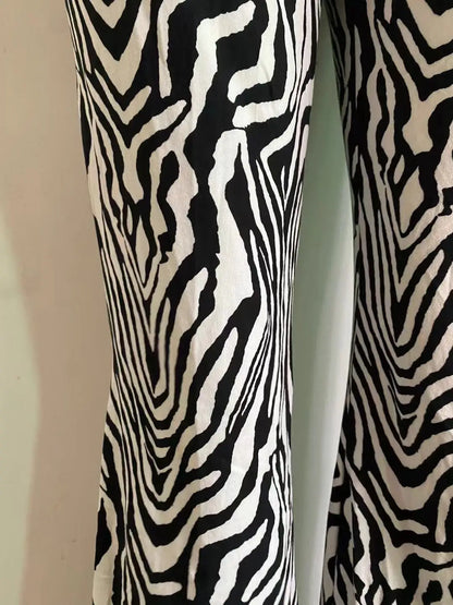 2024 Summer Zebra Print Wide Leg Pants Y2K Trousers Sexy High Waist Women New Fashion Casual Female Stripe Streetwear 16395
