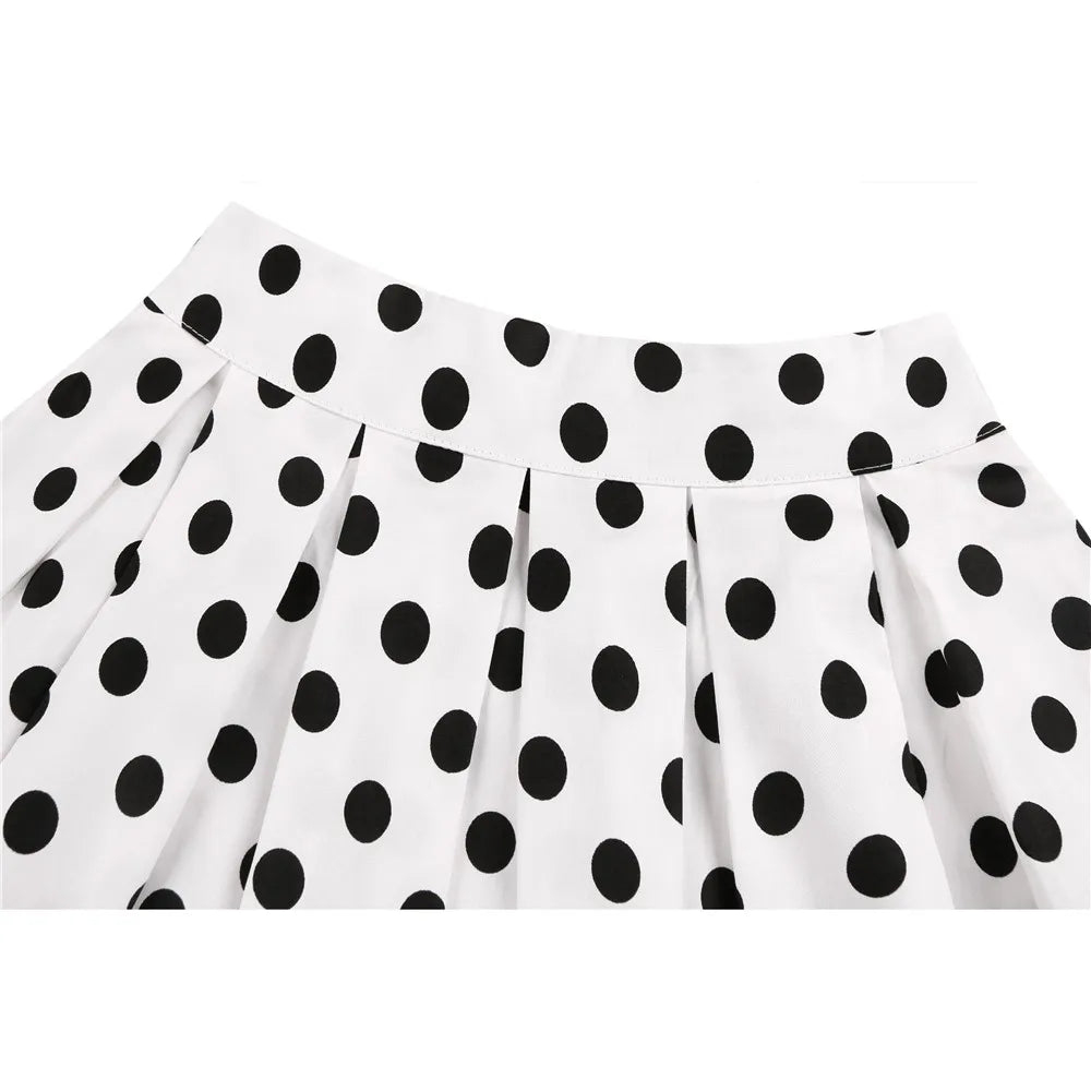 SISHION 2025 New Printed Polka Dots Y2K White Skirts SS0012 Harajuku Jupe Femme Vintage Cotton Women Summer Skater Pleated Skirt