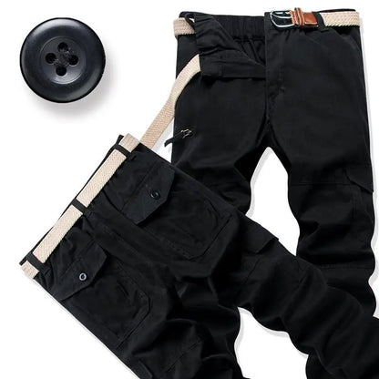Male Cotton Camouflage Pants Men's Tactical Overalls Hiking Premium Elasticated Waist Multi Pocket Large Size Cargo Trousers
