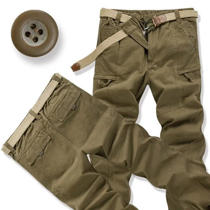 Male Cotton Camouflage Pants Men's Tactical Overalls Hiking Premium Elasticated Waist Multi Pocket Large Size Cargo Trousers