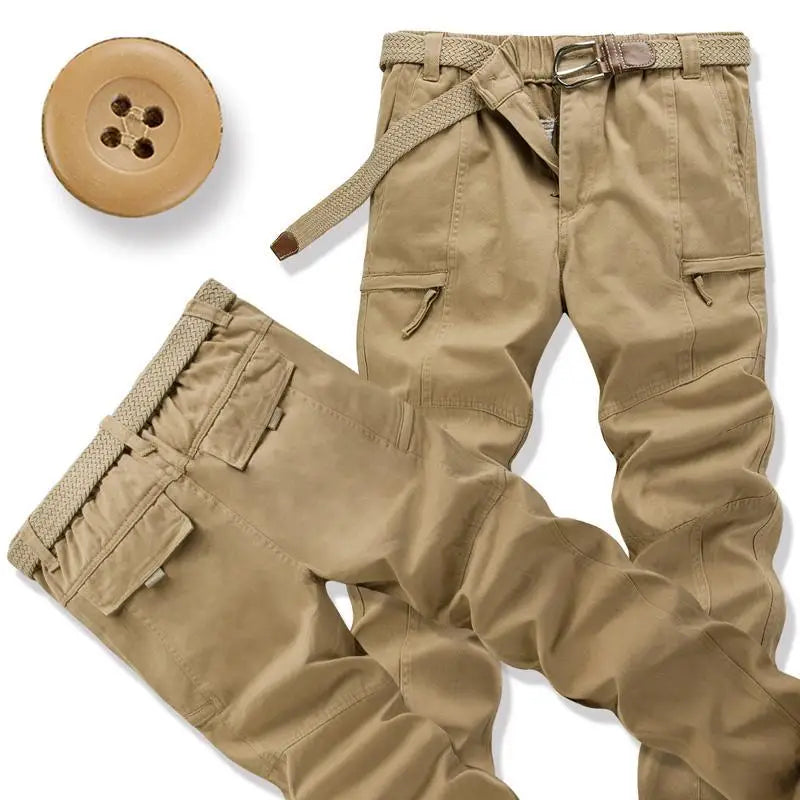 Male Cotton Camouflage Pants Men's Tactical Overalls Hiking Premium Elasticated Waist Multi Pocket Large Size Cargo Trousers