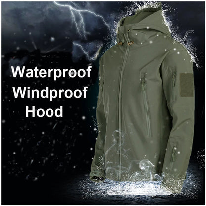 Men's Autumn Winter SoftShell Fleece Waterproof Jackets Male Hood Coats Fishing Hiking Camping Climbing Skiing Pants Trousers