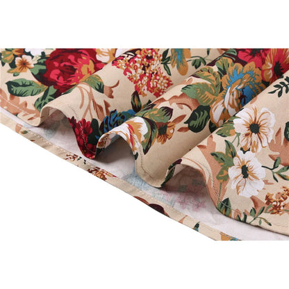 Summer French Style Women Short Vintage Pleated High Waist Floral Print Jupe Longo Elegant Ladies Office 50s Midi Tunic Skirts