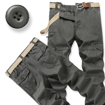 Male Cotton Camouflage Pants Men's Tactical Overalls Hiking Premium Elasticated Waist Multi Pocket Large Size Cargo Trousers