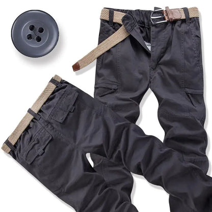 Male Cotton Camouflage Pants Men's Tactical Overalls Hiking Premium Elasticated Waist Multi Pocket Large Size Cargo Trousers
