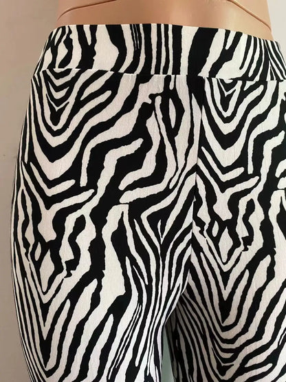 2024 Summer Zebra Print Wide Leg Pants Y2K Trousers Sexy High Waist Women New Fashion Casual Female Stripe Streetwear 16395