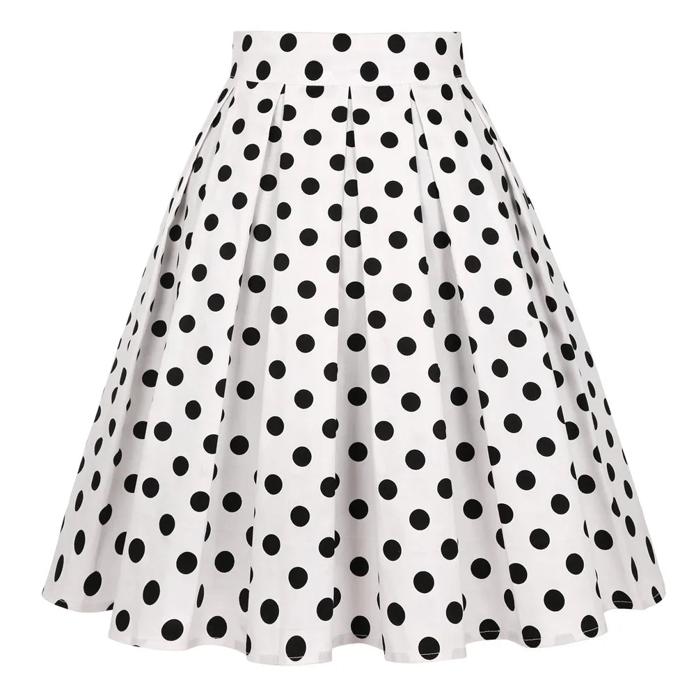 SISHION 2025 New Printed Polka Dots Y2K White Skirts SS0012 Harajuku Jupe Femme Vintage Cotton Women Summer Skater Pleated Skirt
