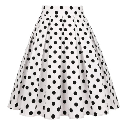 SISHION 2025 New Printed Polka Dots Y2K White Skirts SS0012 Harajuku Jupe Femme Vintage Cotton Women Summer Skater Pleated Skirt