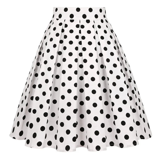SISHION 2025 New Printed Polka Dots Y2K White Skirts SS0012 Harajuku Jupe Femme Vintage Cotton Women Summer Skater Pleated Skirt